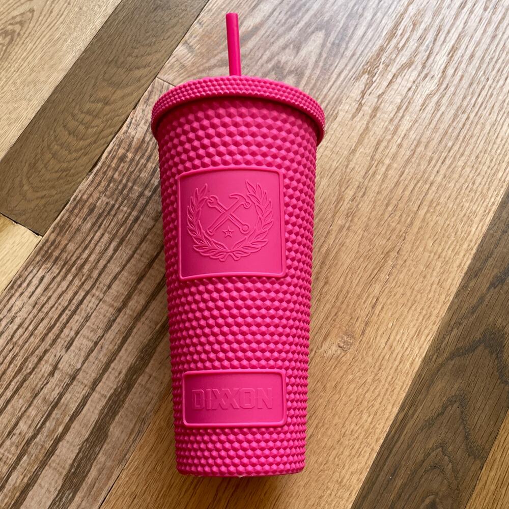Dixon Studded Tumbler Hot Pink Straw Cup Travel Mug 24oz